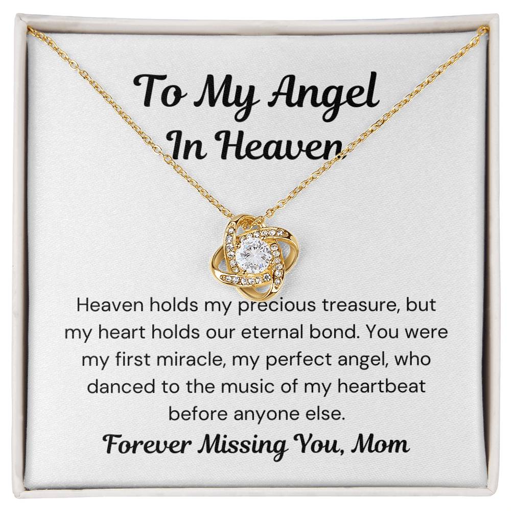 Mom of An Angel- Heaven Holds You- Love Knot Necklace-PM0298
