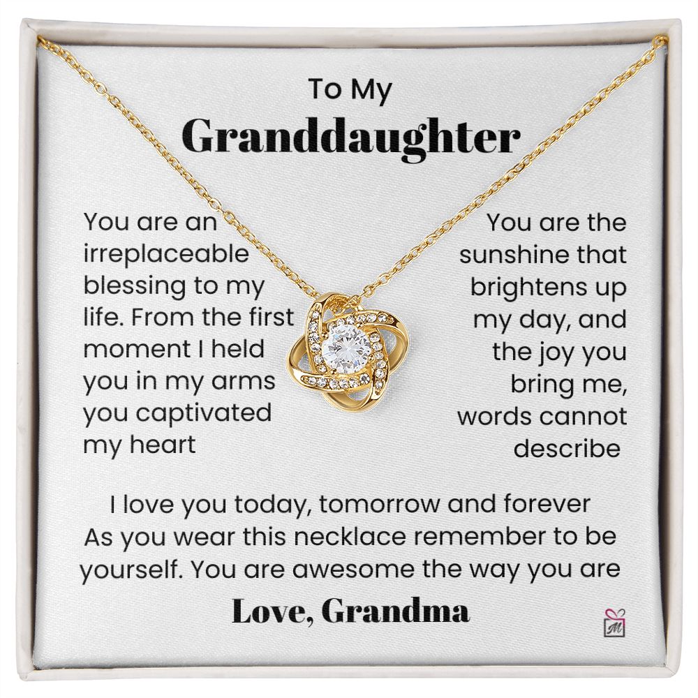 To Granddaughter, from Grandma - My Sunshine - Love Knot Necklace - PM0153