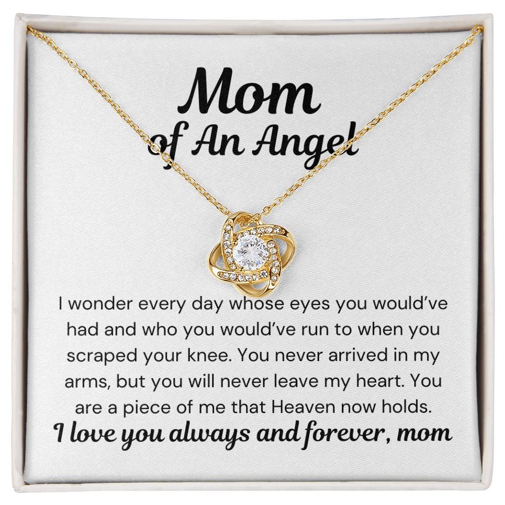 Mom of An Angel- I Wonder- Love Knot Necklace-PM0296