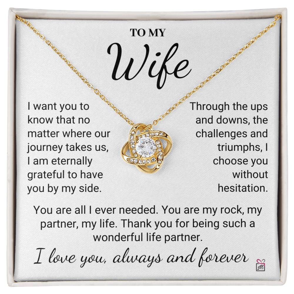 To Wife - Without Hesitation - Love Knot Necklace - PM0218