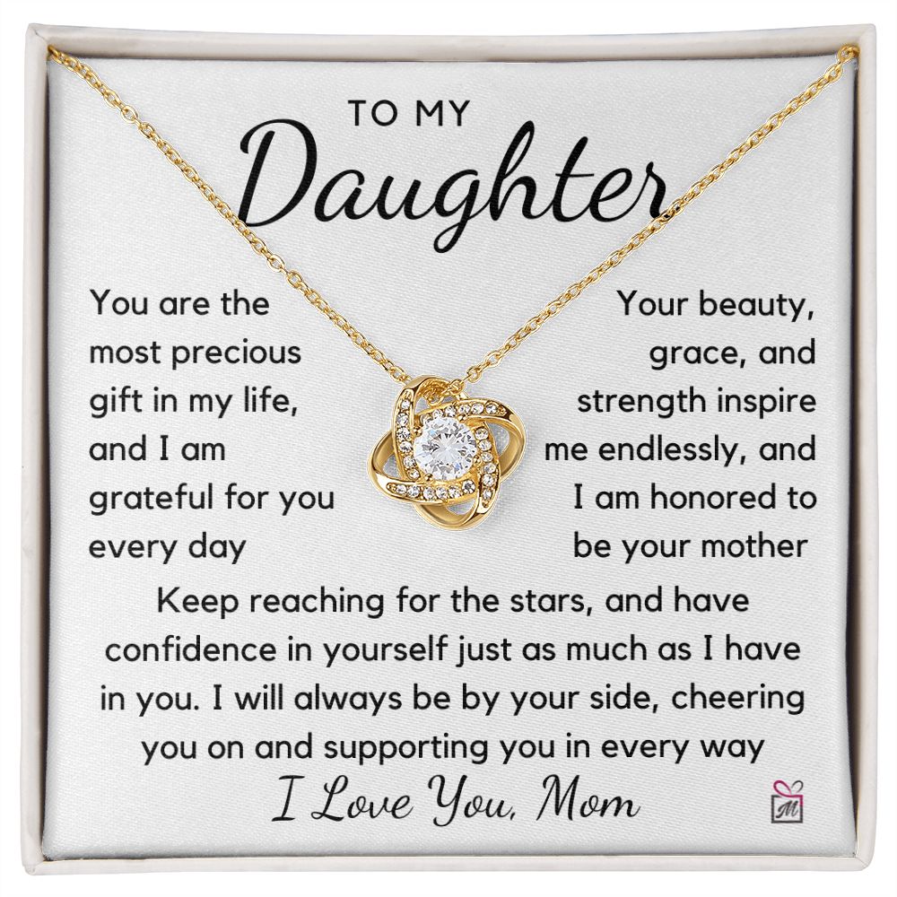 To Daughter, from Mom - The most Precious Gift - Love Knot Necklace PM0135