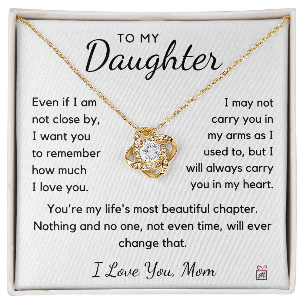 To Daughter, from Mom - I Carry You In My Heart - Love Knot Necklace - PM0262