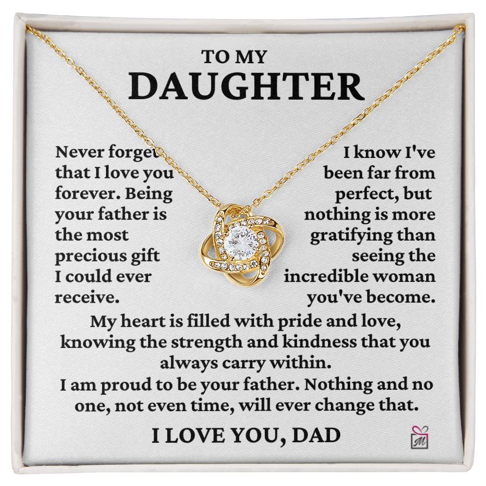 To Daughter from Dad - Far From Perfect - Love Knot Necklace PM0240