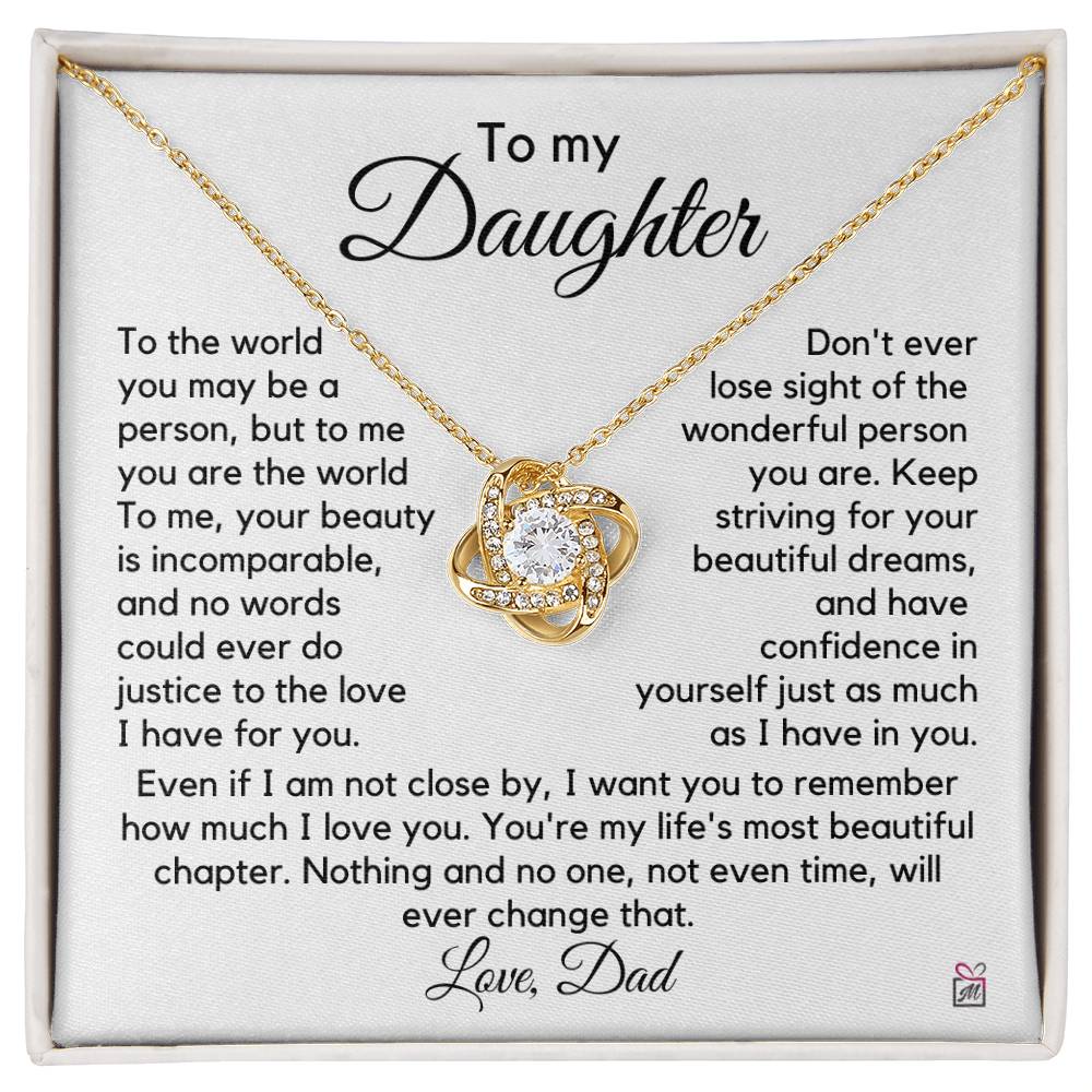 To Daughter, from Dad - To Me You Are The World - Love Knot Necklace PM0252