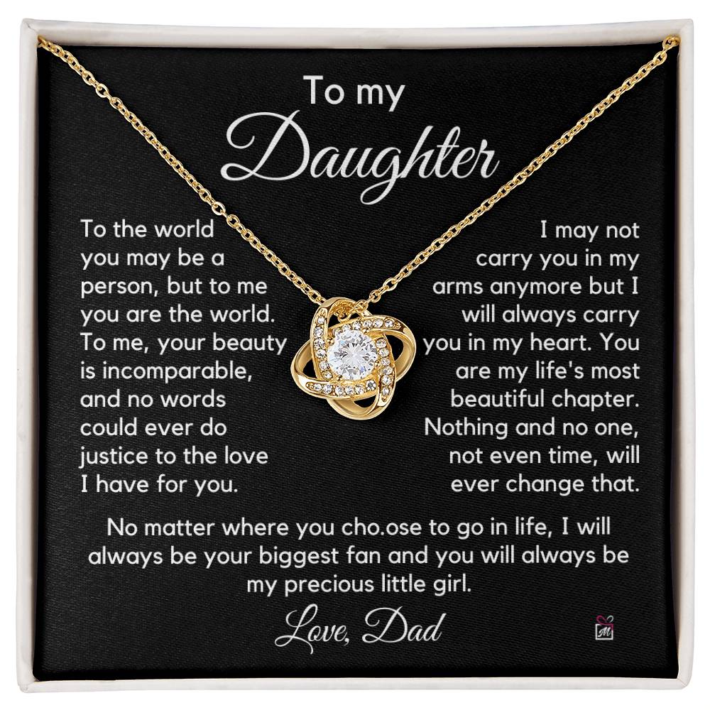 To Daughter, from Dad - To Me You Are The World - Love Knot Necklace - PM0267