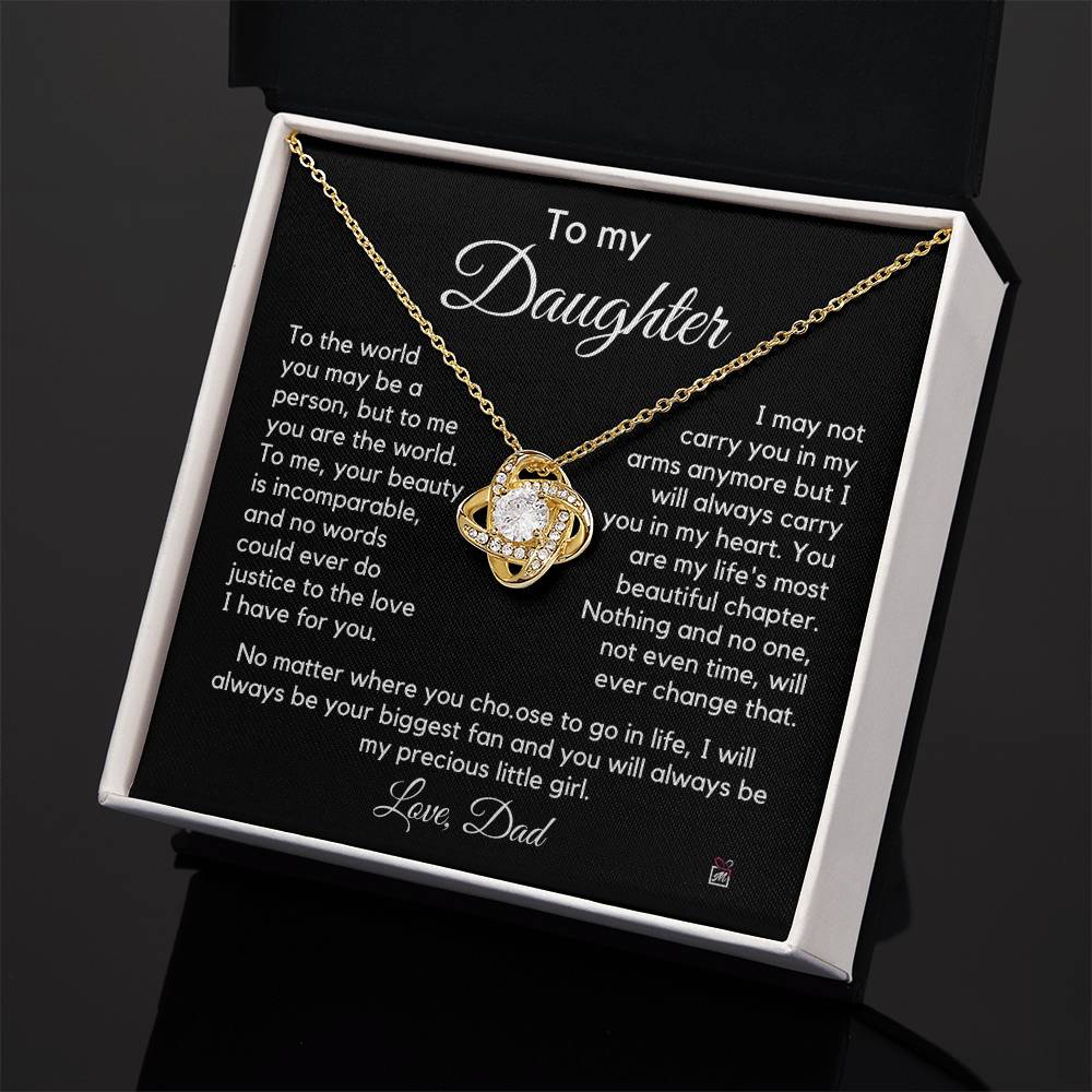 To Daughter, from Dad - To Me You Are The World - Love Knot Necklace - PM0267