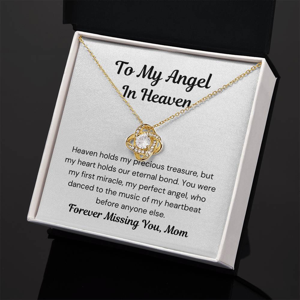 Mom of An Angel- Heaven Holds You- Love Knot Necklace-PM0298