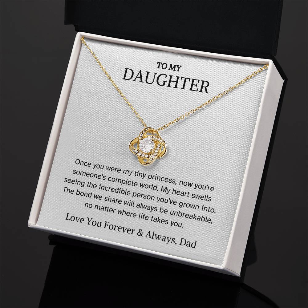 To Daughter from Dad - Once You Were My Tiny Princess - Love Knot Necklace - PM0305