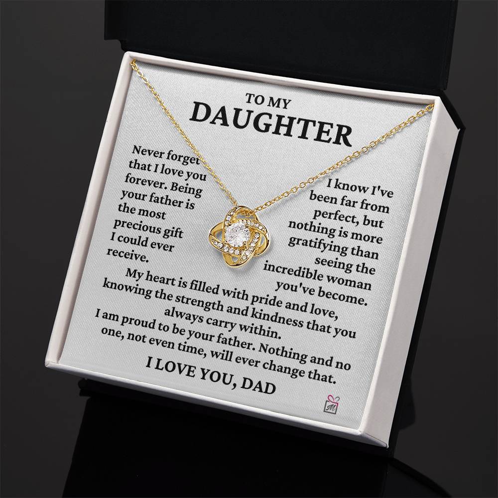 To Daughter from Dad - Far From Perfect - Love Knot Necklace PM0240