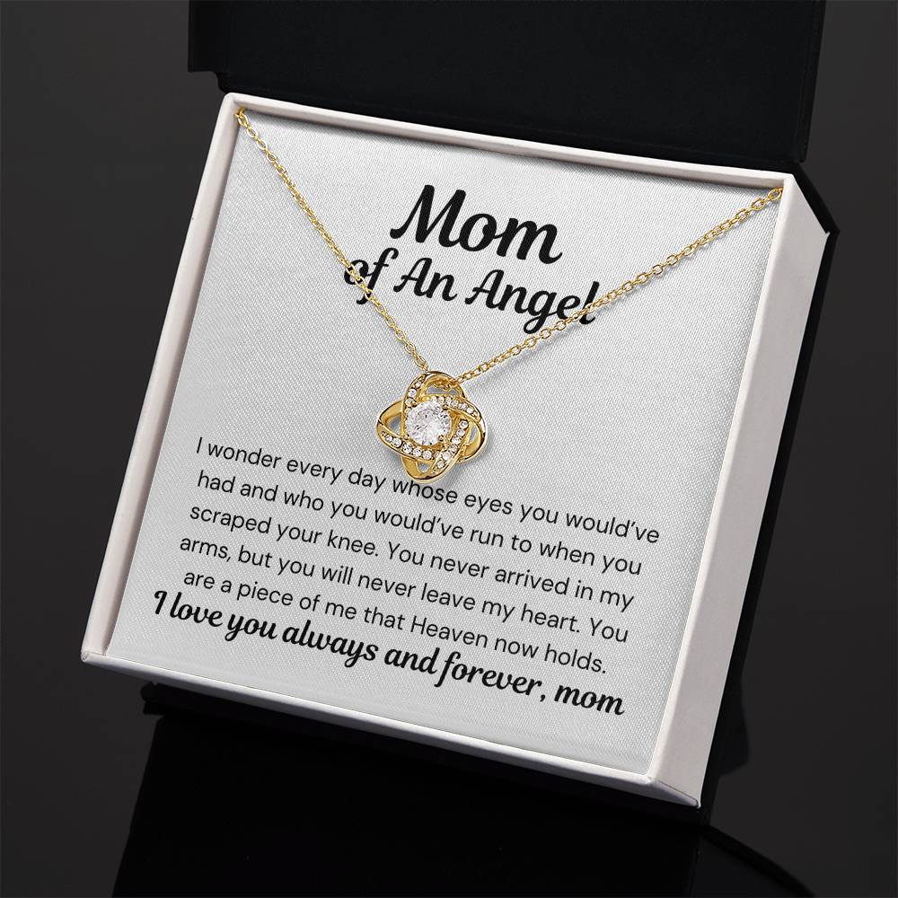 Mom of An Angel- I Wonder- Love Knot Necklace-PM0296