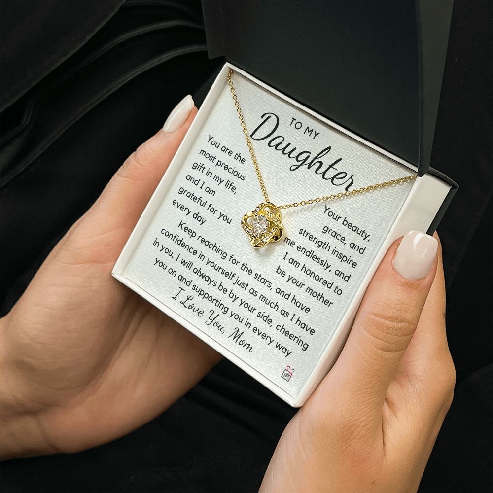 To Daughter, from Mom - The most Precious Gift - Love Knot Necklace PM0135