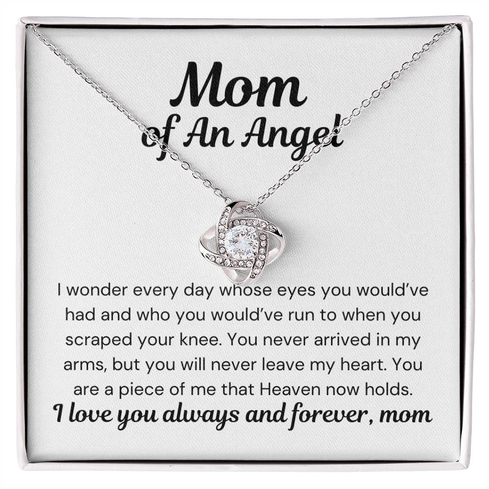 Mom of An Angel- I Wonder- Love Knot Necklace-PM0296