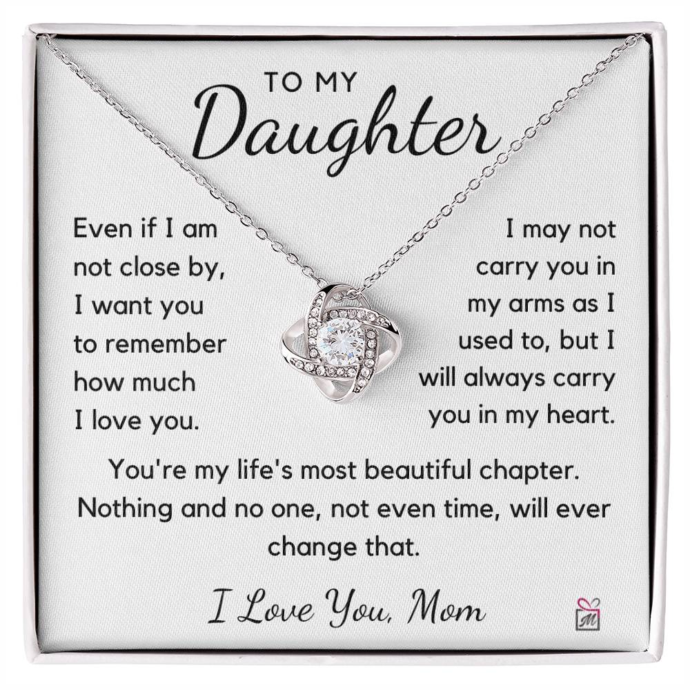 To Daughter, from Mom - I Carry You In My Heart - Love Knot Necklace - PM0262
