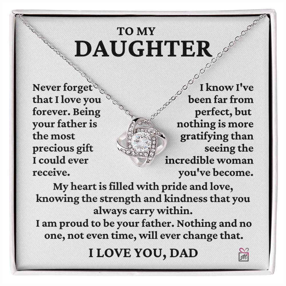 To Daughter from Dad - Far From Perfect - Love Knot Necklace PM0240