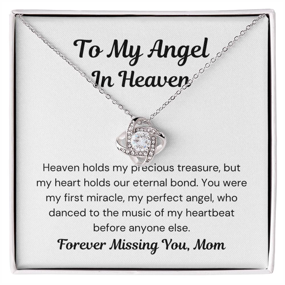 Mom of An Angel- Heaven Holds You- Love Knot Necklace-PM0298