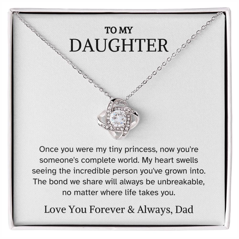 To Daughter from Dad - Once You Were My Tiny Princess - Love Knot Necklace - PM0305