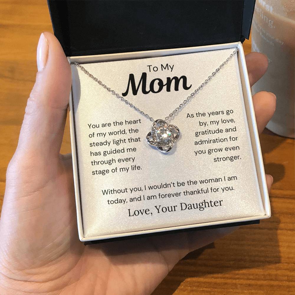 To Mom from Daughter - The Heart Of My World - Love Knot Necklace - PM0275