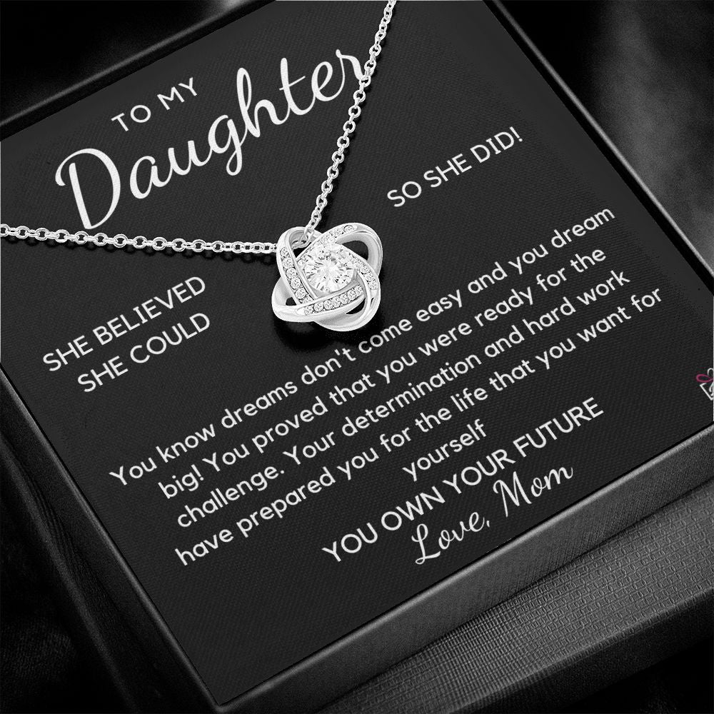 To Daughter, from Mom - You Believed - Love Knot Necklace - PM0105