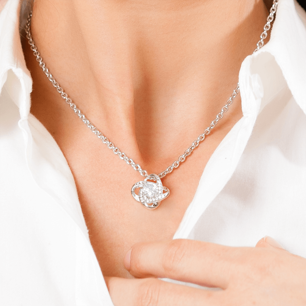 To Mom from Daughter- You Are Never Walking Alone- Love Knot Necklace - PM0281