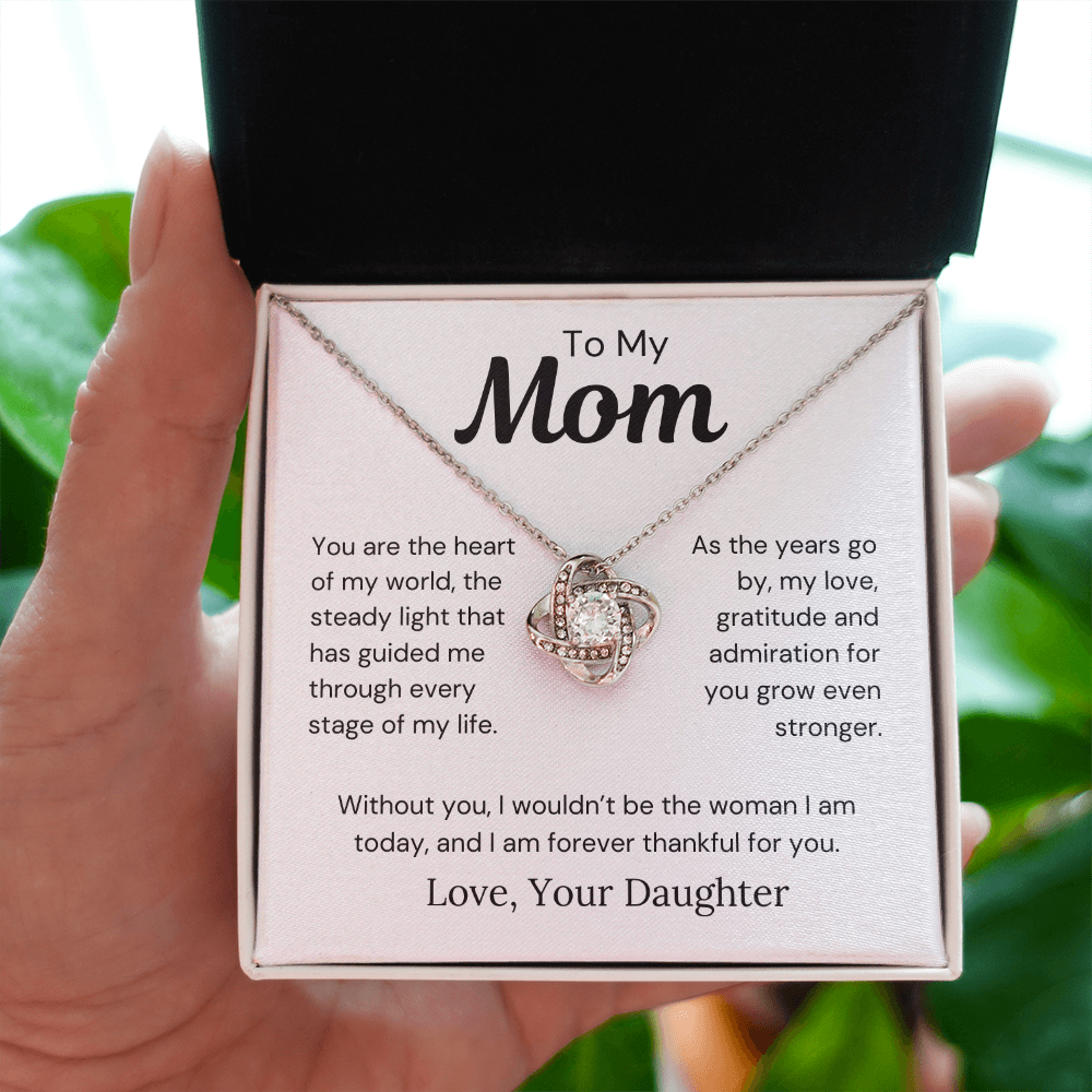 To Mom from Daughter - The Heart Of My World - Love Knot Necklace - PM0275