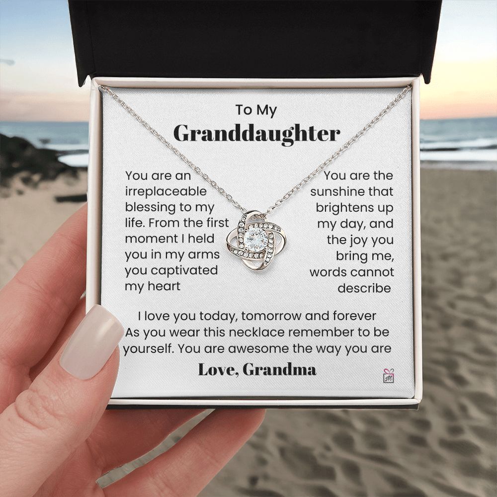 To Granddaughter, from Grandma - My Sunshine - Love Knot Necklace - PM0153