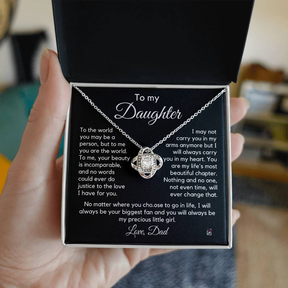To Daughter, from Dad - To Me You Are The World - Love Knot Necklace - PM0267