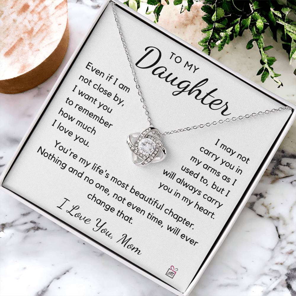 To Daughter, from Mom - I Carry You In My Heart - Love Knot Necklace - PM0262