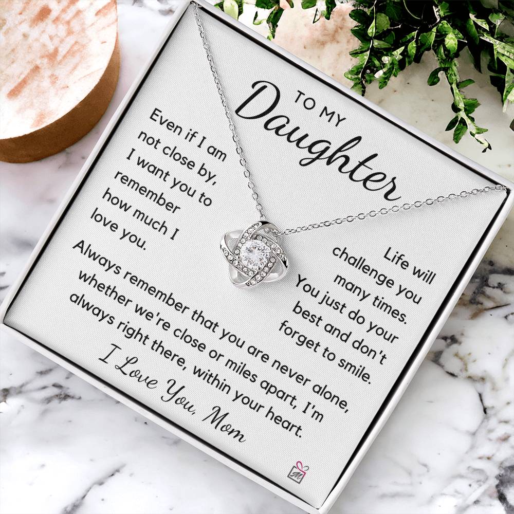 To Daughter, from Mom - Don't Forget To Smile - Love Knot Necklace - PM0263