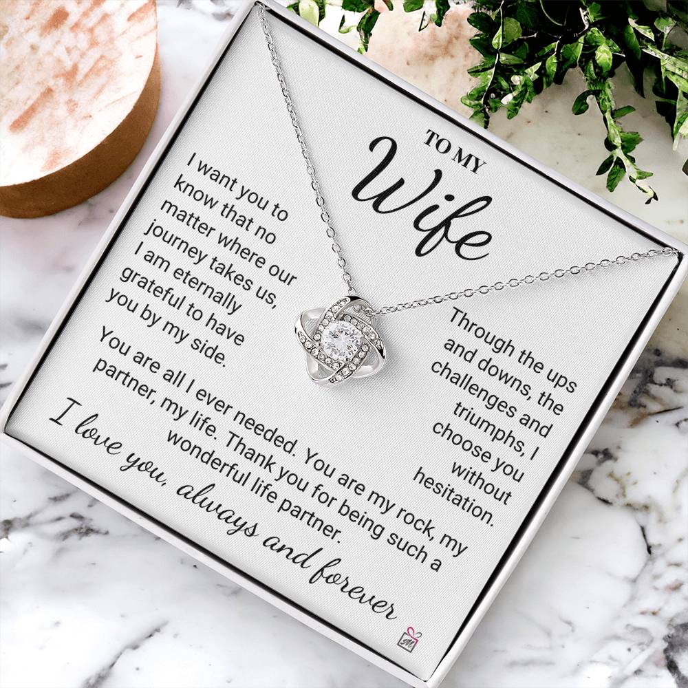 To Wife - Without Hesitation - Love Knot Necklace - PM0218