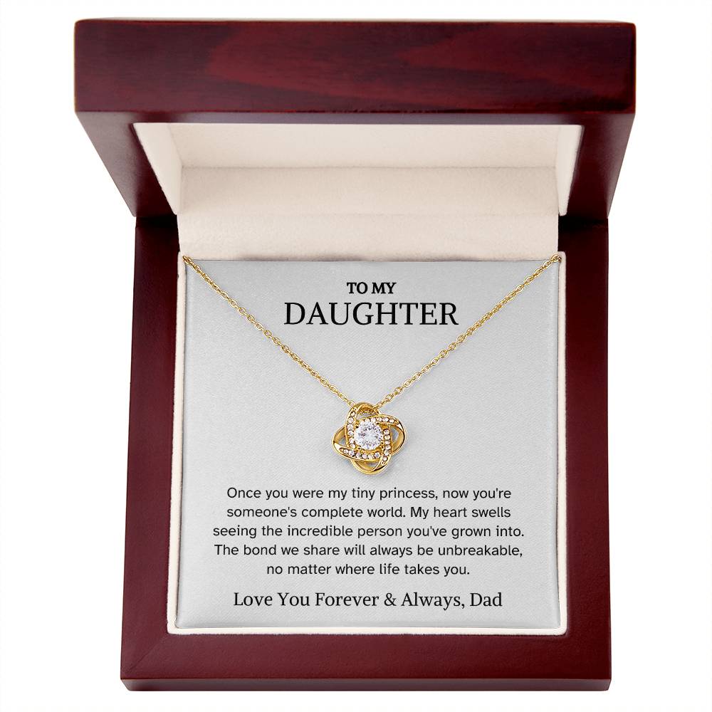 To Daughter from Dad - Once You Were My Tiny Princess - Love Knot Necklace - PM0305