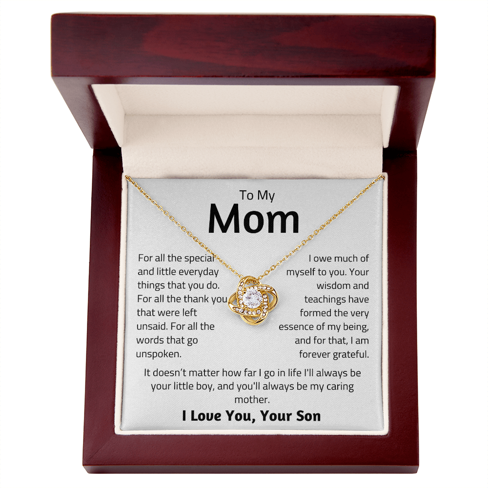 To Mom, from Son - For All The Special Things - Love Knot Necklace - PM052
