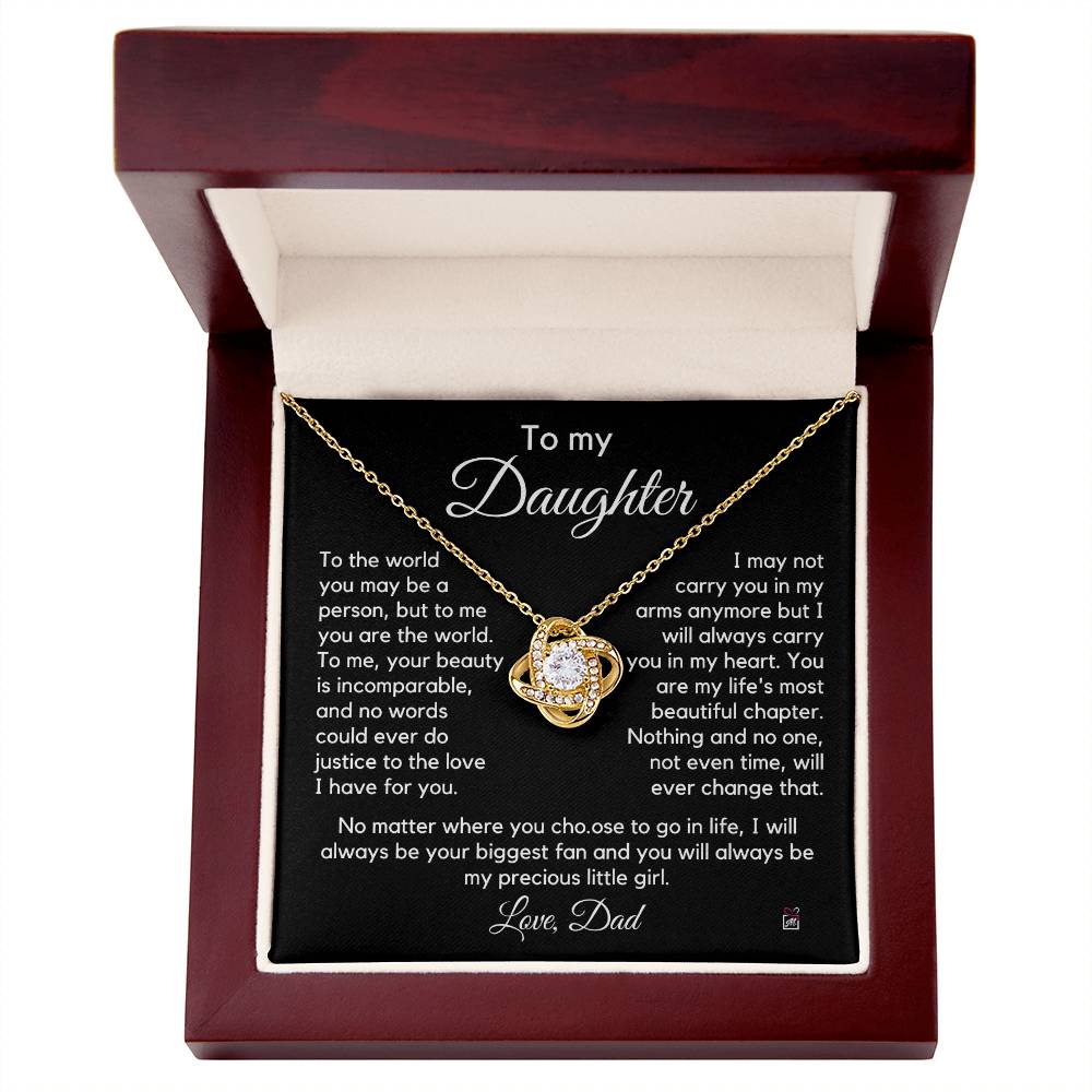 To Daughter, from Dad - To Me You Are The World - Love Knot Necklace - PM0267