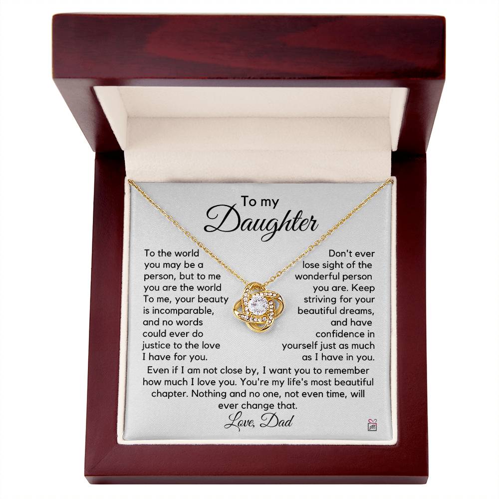 To Daughter, from Dad - To Me You Are The World - Love Knot Necklace PM0252
