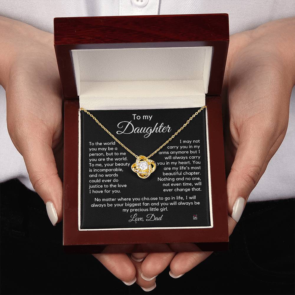 To Daughter, from Dad - To Me You Are The World - Love Knot Necklace - PM0267