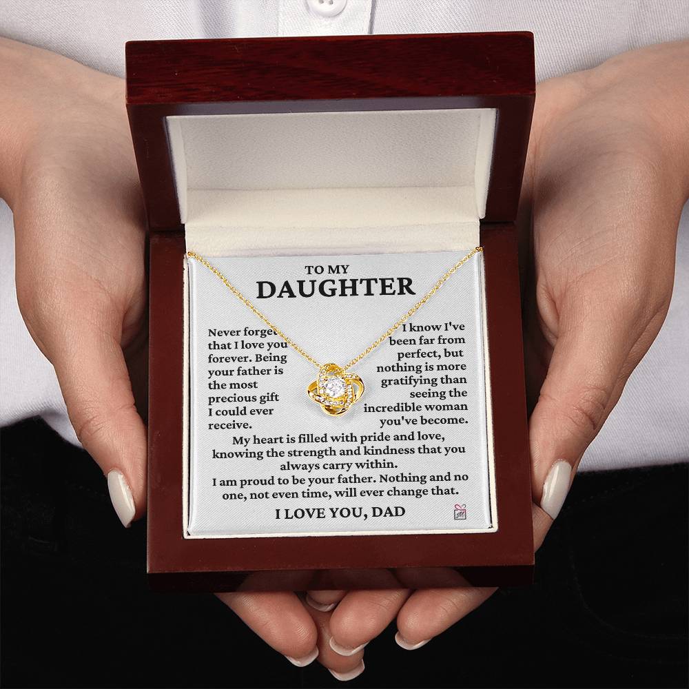 To Daughter from Dad - Far From Perfect - Love Knot Necklace PM0240