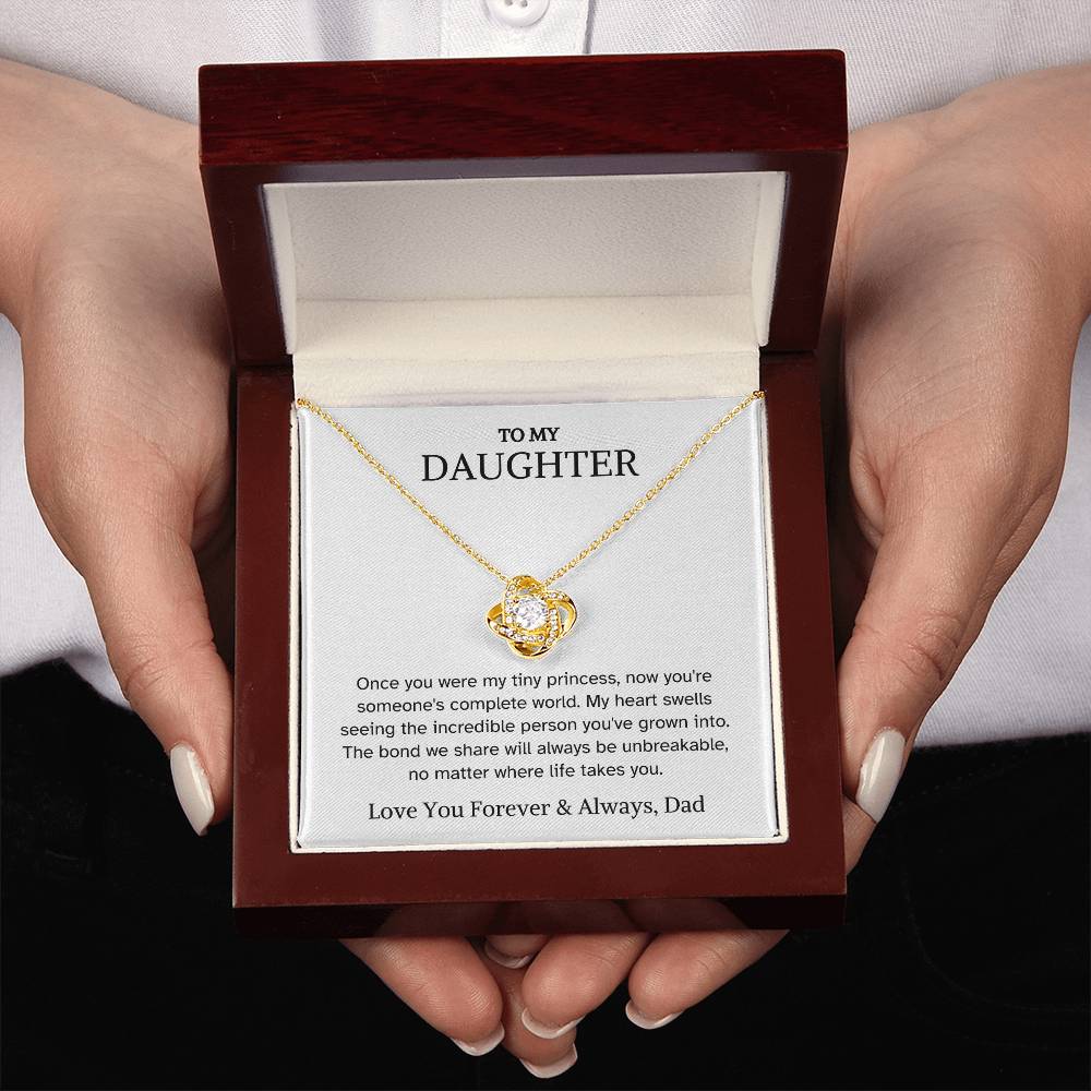 To Daughter from Dad - Once You Were My Tiny Princess - Love Knot Necklace - PM0305