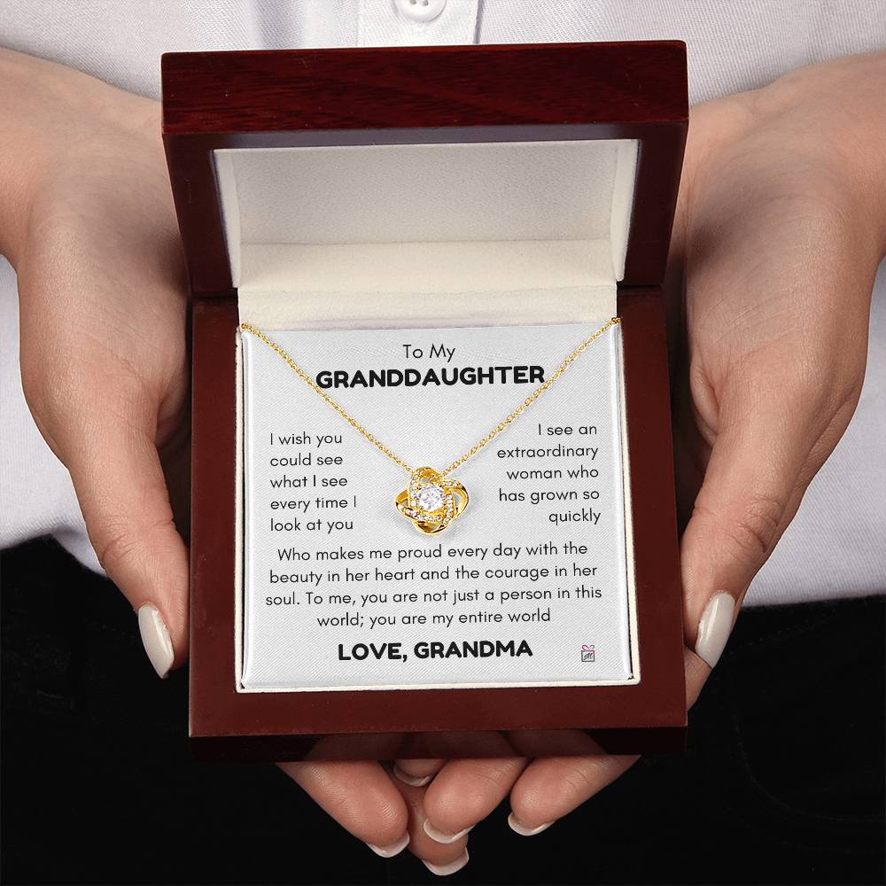 To Granddaughter, from Grandma - What I See - Love Knot Necklace - PM0163