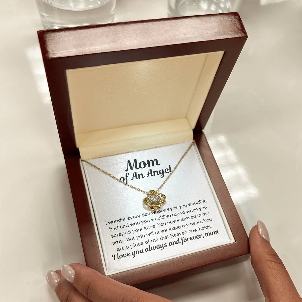 Mom of An Angel- I Wonder- Love Knot Necklace-PM0296