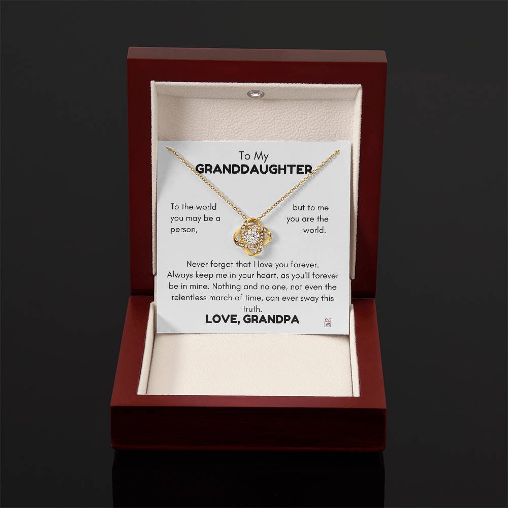 To Granddaughter, from Grandpa - You Are The World - Love Knot Necklace - PM0228