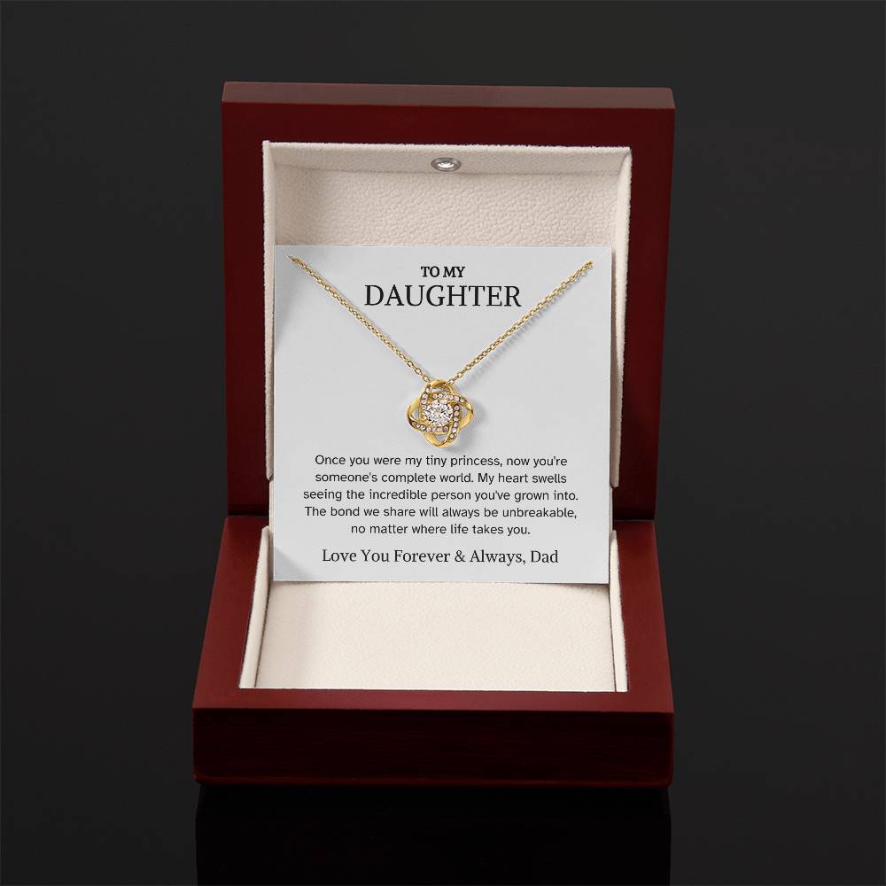 To Daughter from Dad - Once You Were My Tiny Princess - Love Knot Necklace - PM0305