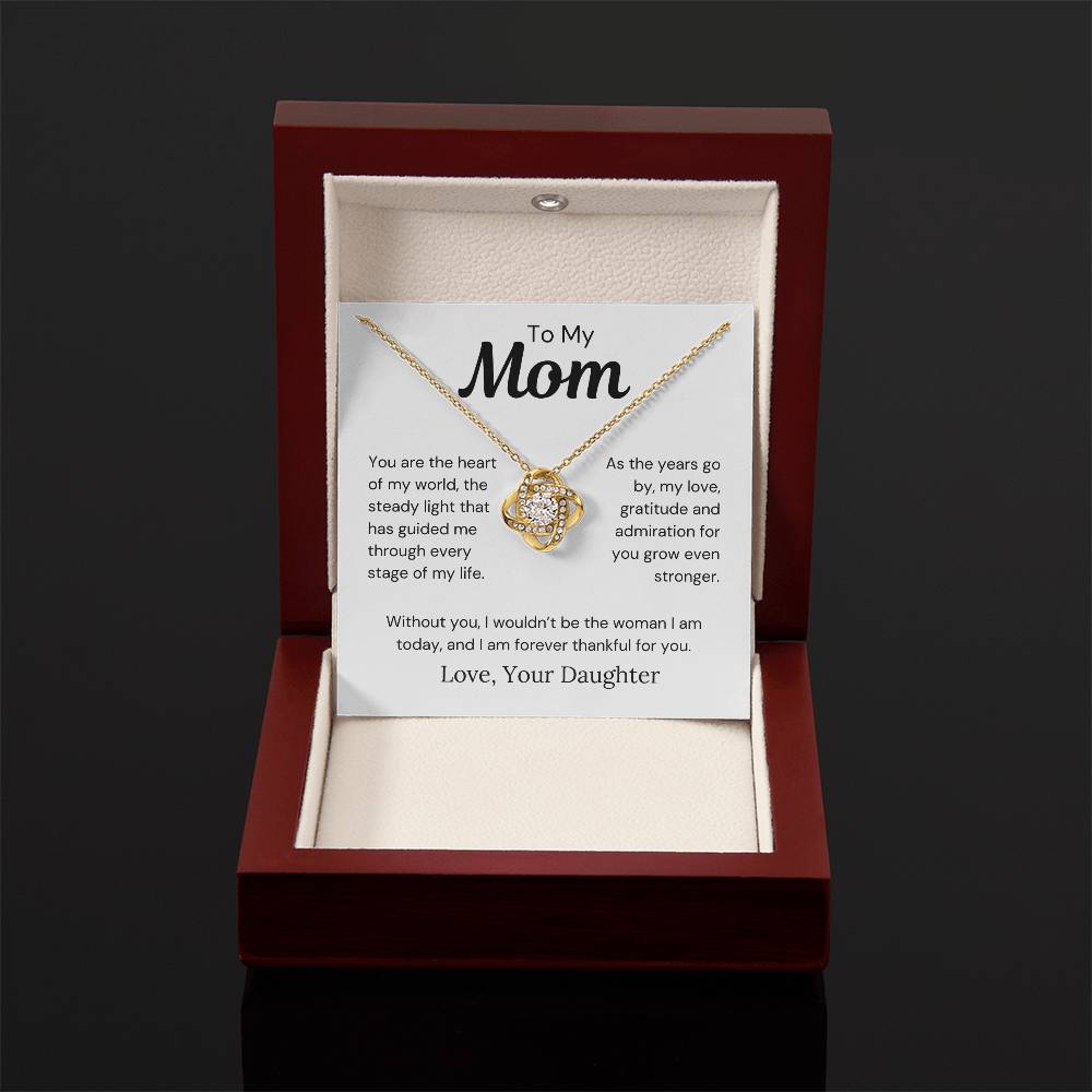 To Mom from Daughter - The Heart Of My World - Love Knot Necklace - PM0275