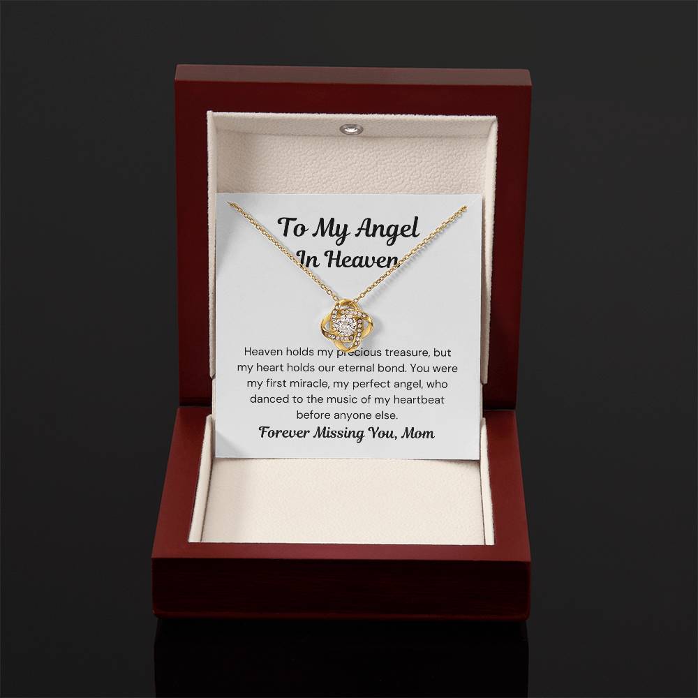 Mom of An Angel- Heaven Holds You- Love Knot Necklace-PM0298