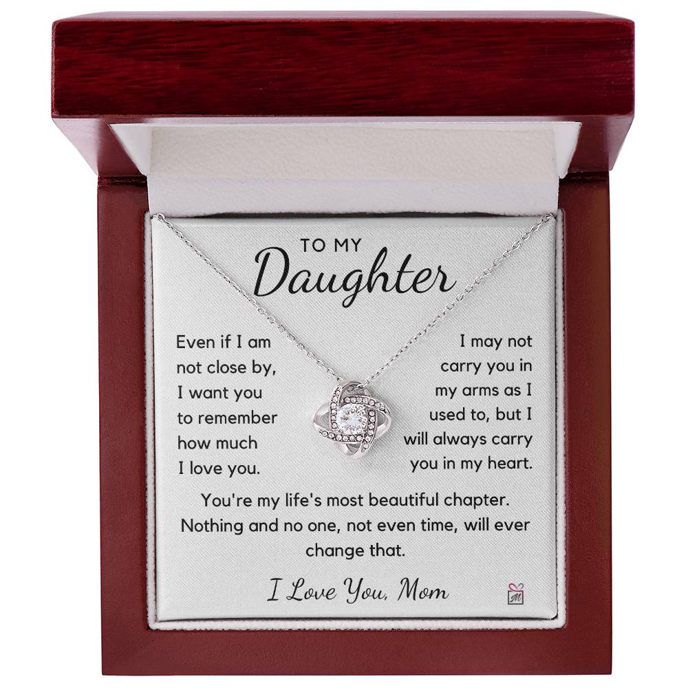 To Daughter, from Mom - I Carry You In My Heart - Love Knot Necklace - PM0262