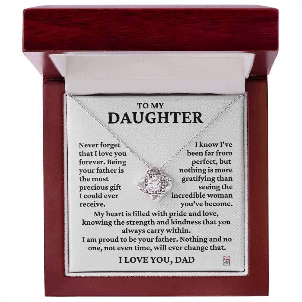 To Daughter from Dad - Far From Perfect - Love Knot Necklace PM0240