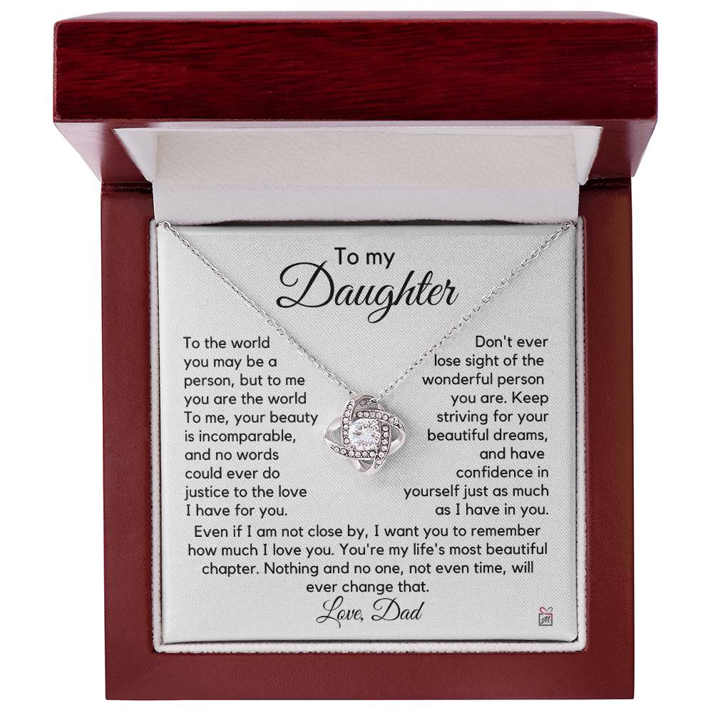 To Daughter, from Dad - To Me You Are The World - Love Knot Necklace PM0252