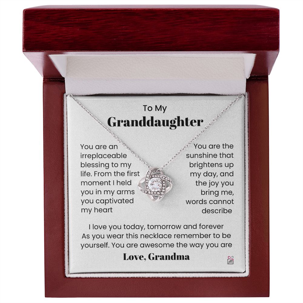 To Granddaughter, from Grandma - My Sunshine - Love Knot Necklace - PM0153