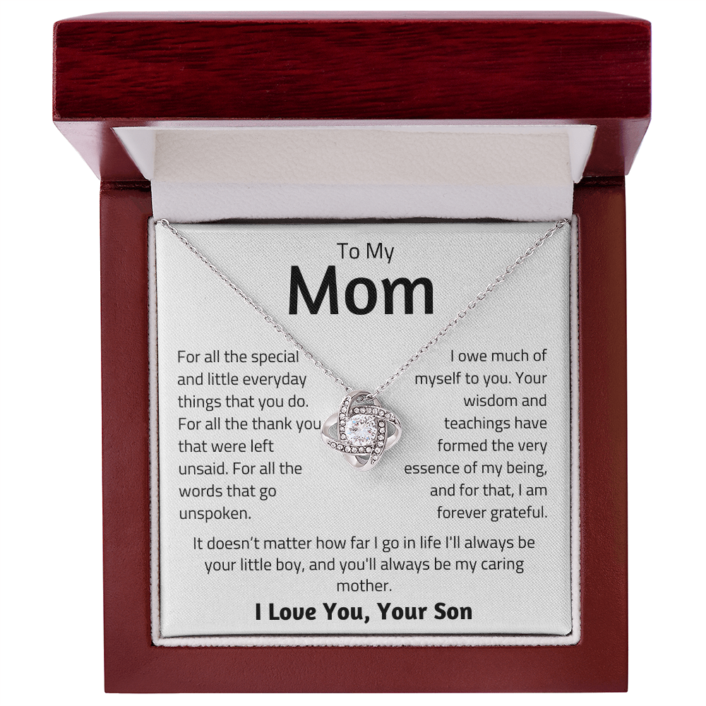 To Mom, from Son - For All The Special Things - Love Knot Necklace - PM052