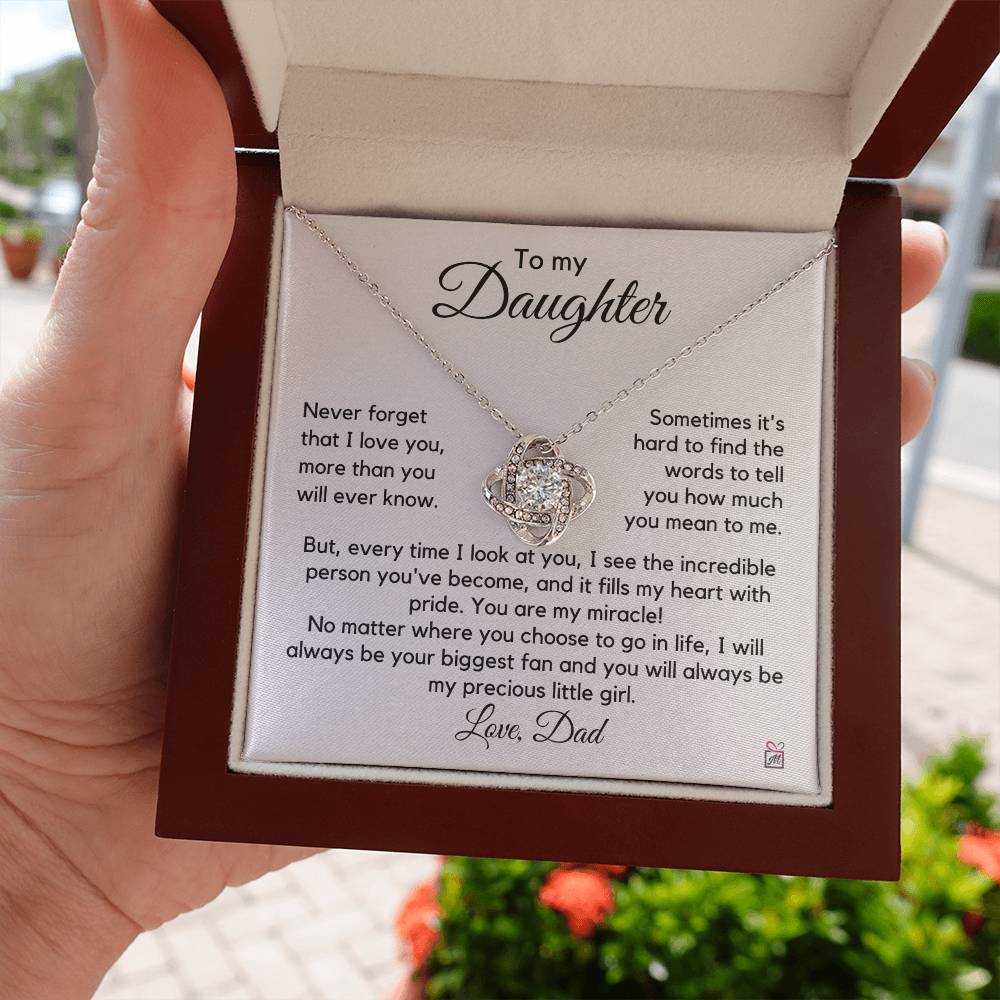 To Daughter, from Dad - You Are My Miracle - Love Knot Necklace PM0237