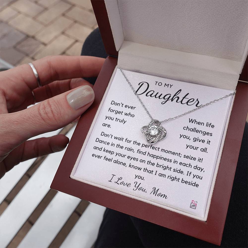 To Daughter from Mom - Give Your All - Love Knot Necklace - PM0166
