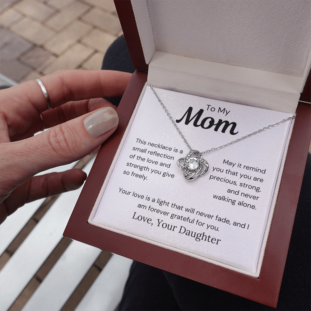 To Mom from Daughter- You Are Never Walking Alone- Love Knot Necklace - PM0281